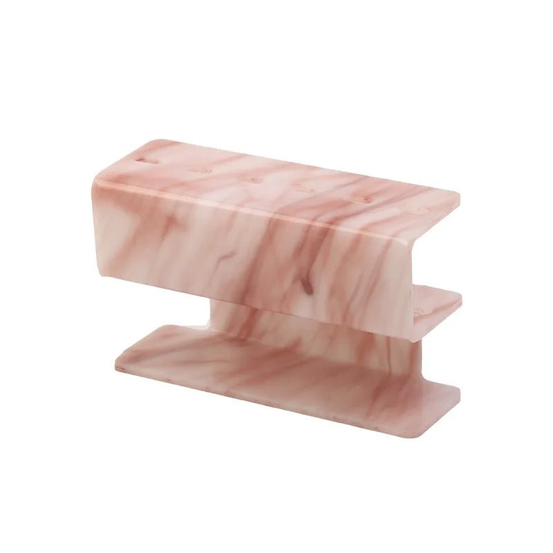 6 Piece Eyelash Tweezer Storage Set Red marble Holder
