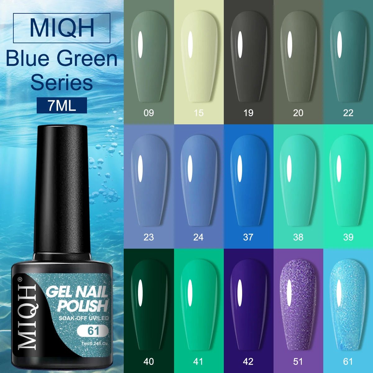 7ml Blue Green Gel Nail Polish
