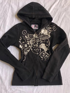 Hoodies Vintage Harajuku Hoodie Graphic Zip Up black