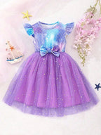 Enchanting Girl Dress Purple Dress Sleeveless Knit Blue