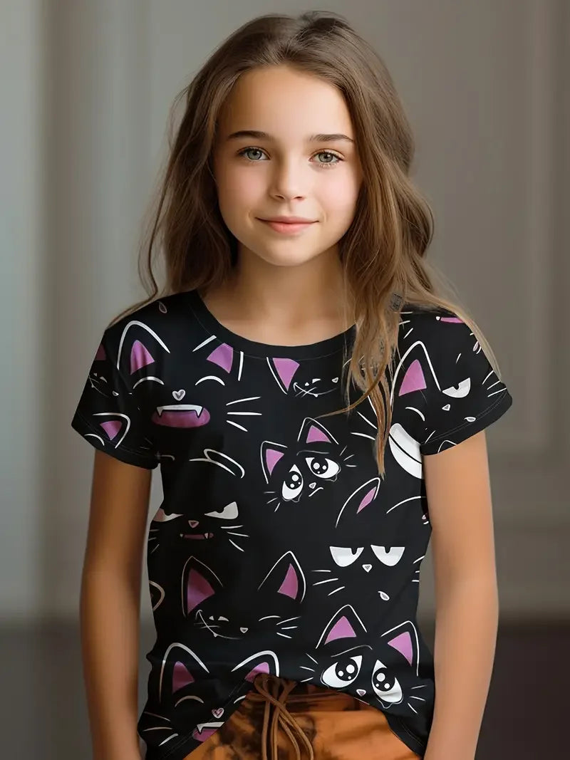 Kawaii Cat Cartoon T Shirt S35TX3378 CHINA