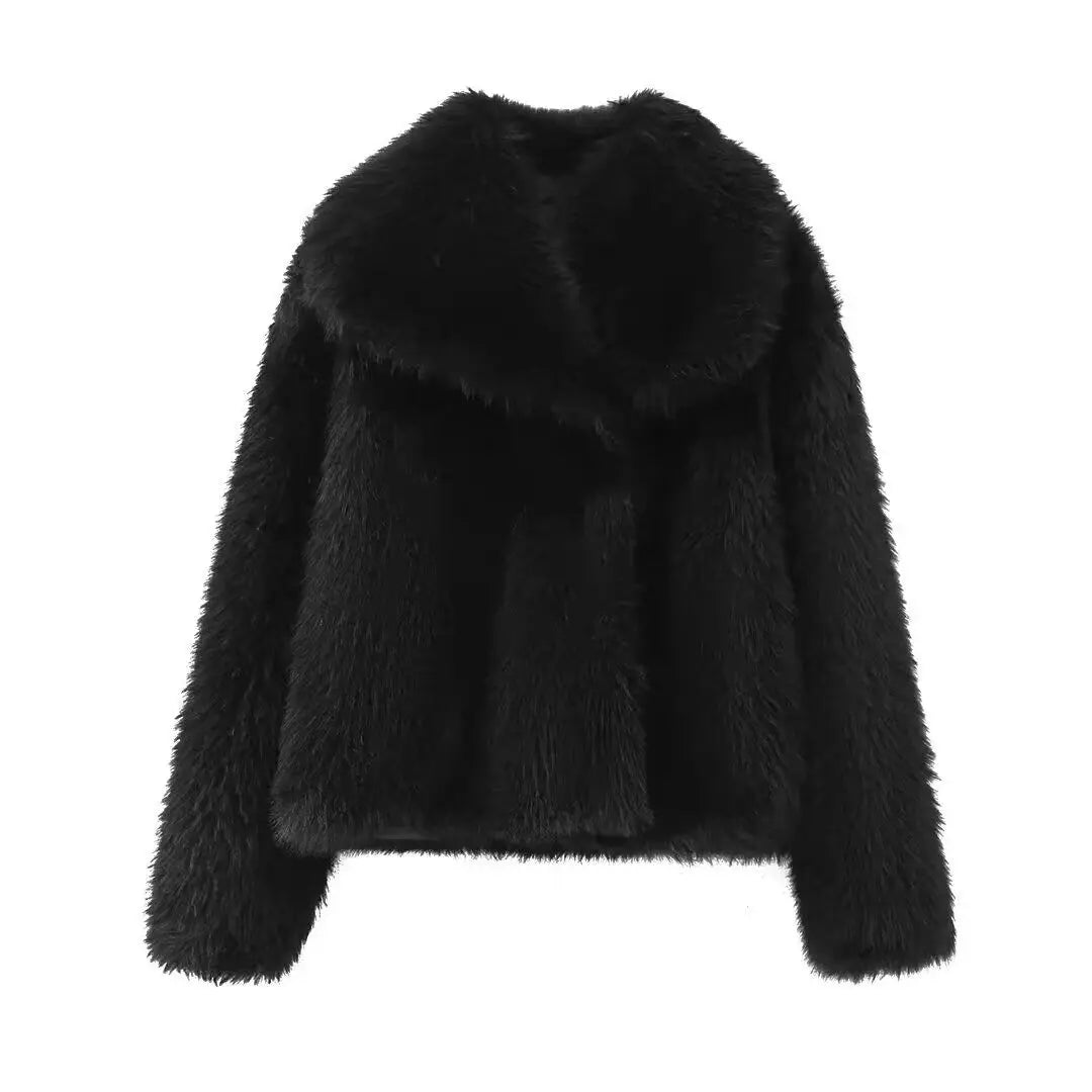Fur Short Imitation Jacket black