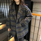 Checkered For Korean Jacket Dark green thickened