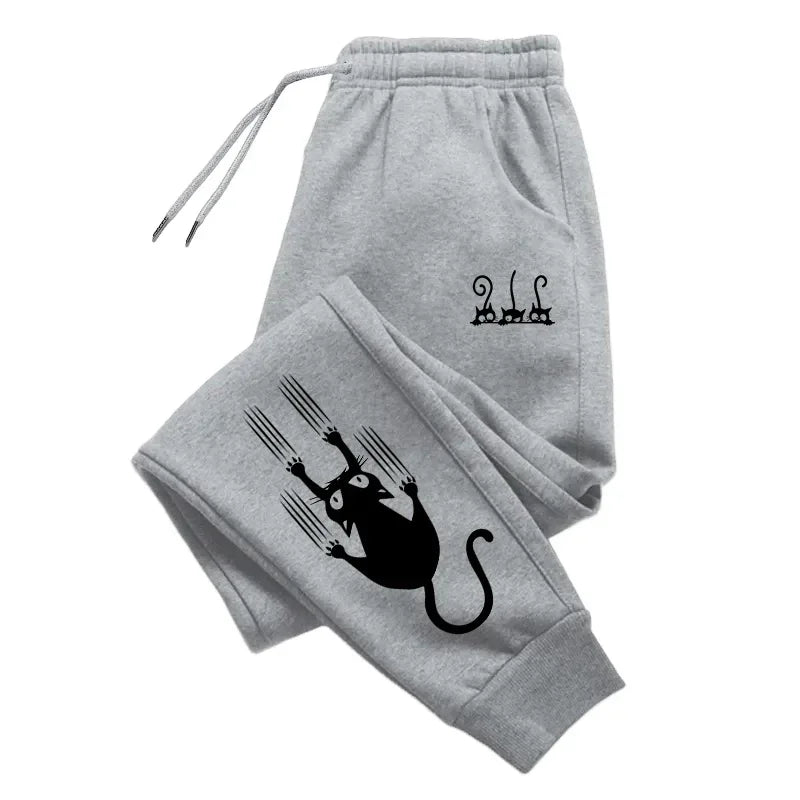 Graphic Print Jogger Pants Joggers Grey