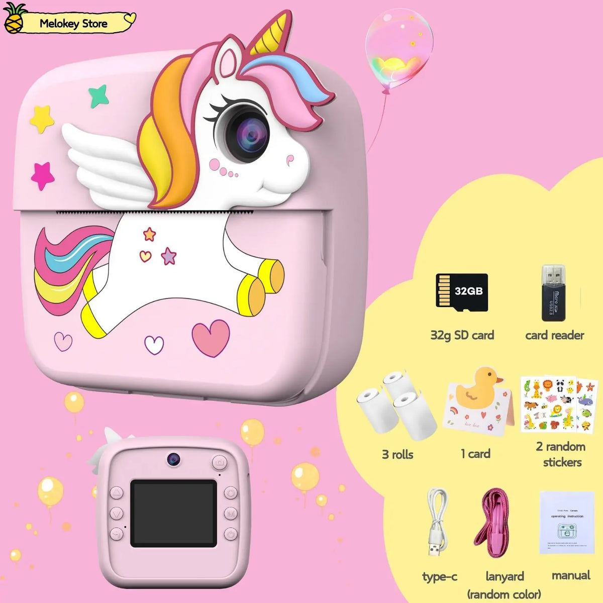 Kids Photo Camera Rainbow-Set3