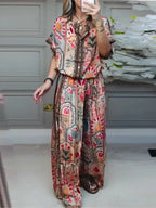 Printed Wide leg Set Top