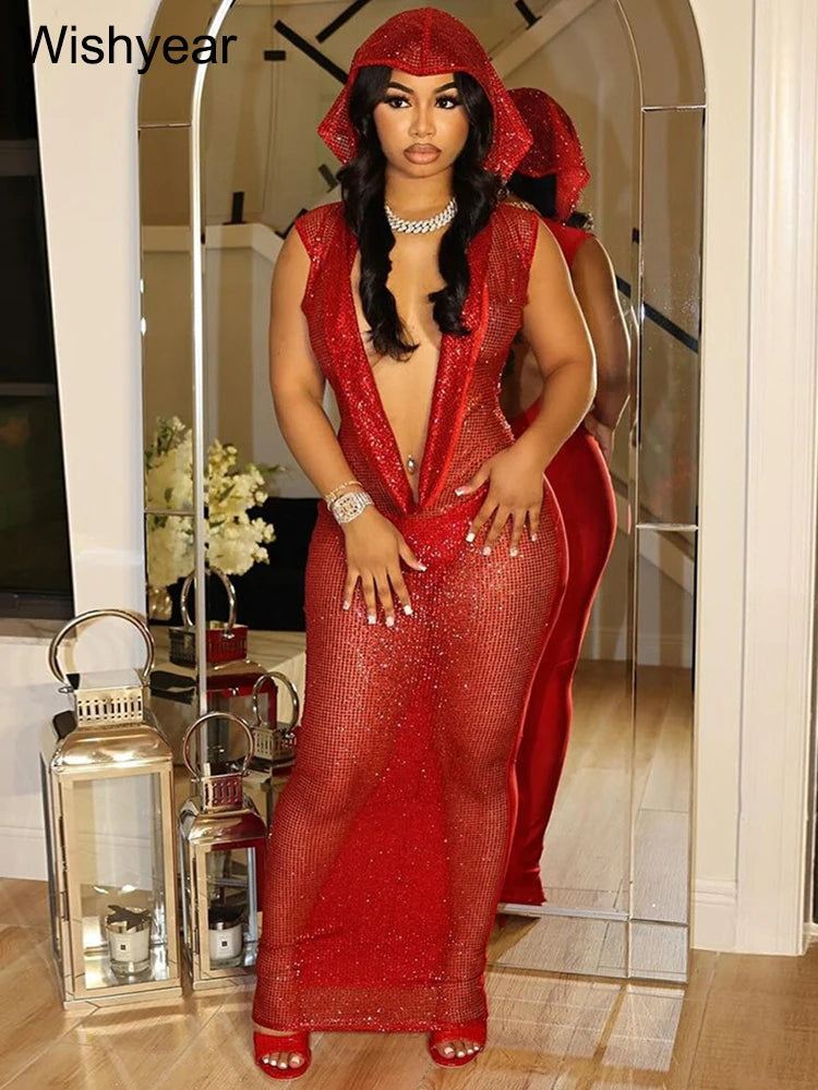 Luxury Birthday Red Dress V Neck