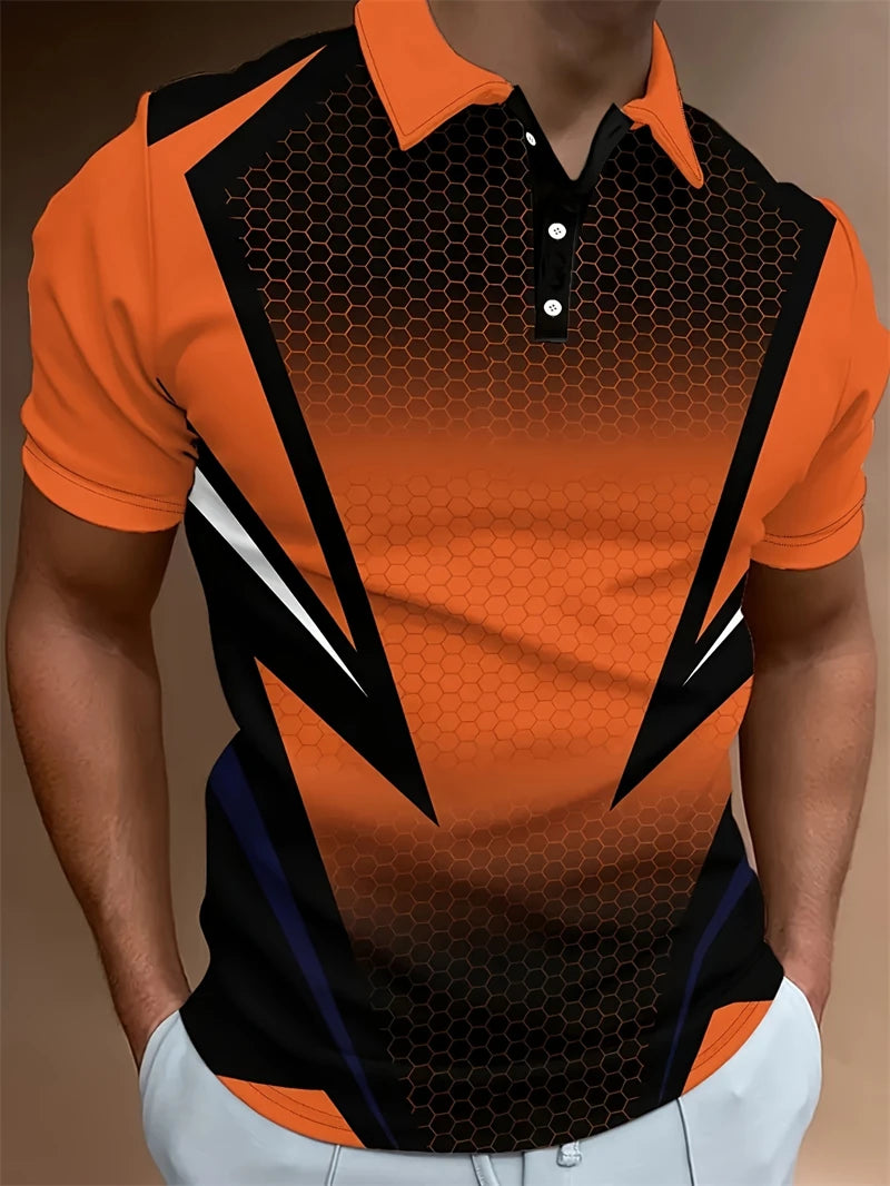 Stylish Printed Short Top Relaxed Fit Short Sleeve Polo-ZFA61067