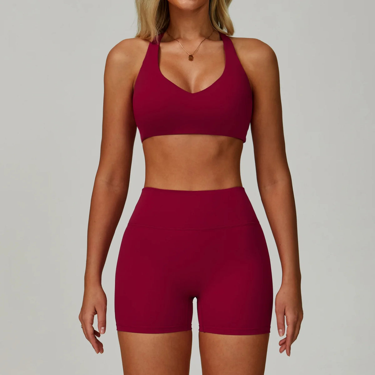 Piece Yoga Gym Shorts High Waisted Rose red Set 4 China Mainland
