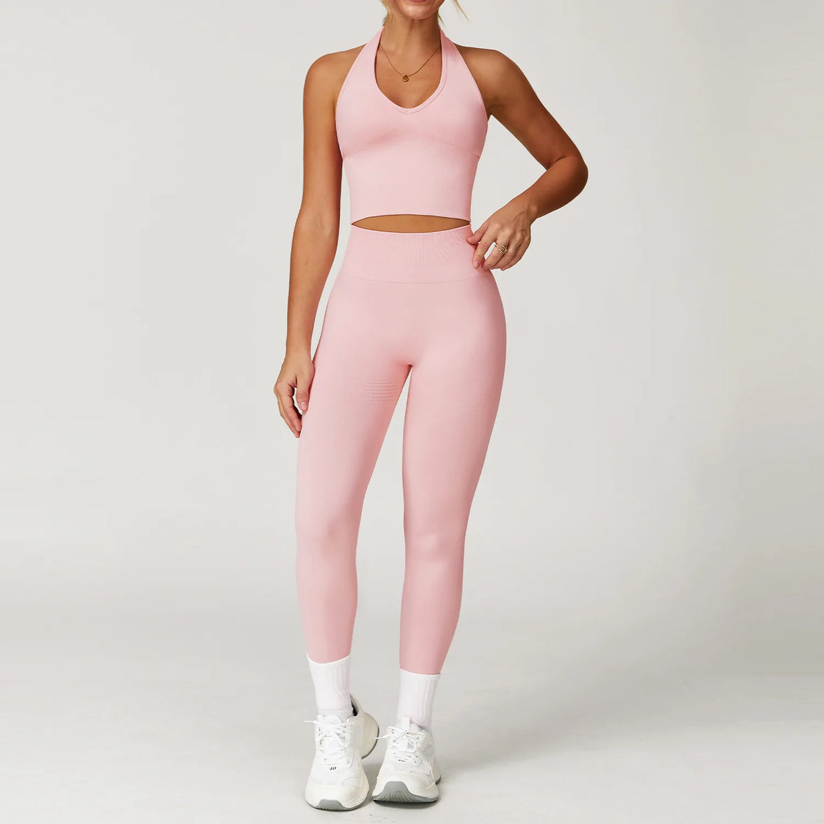 Yoga Set Gym Long Sleeve Peach Powder Set 6 China Mainland