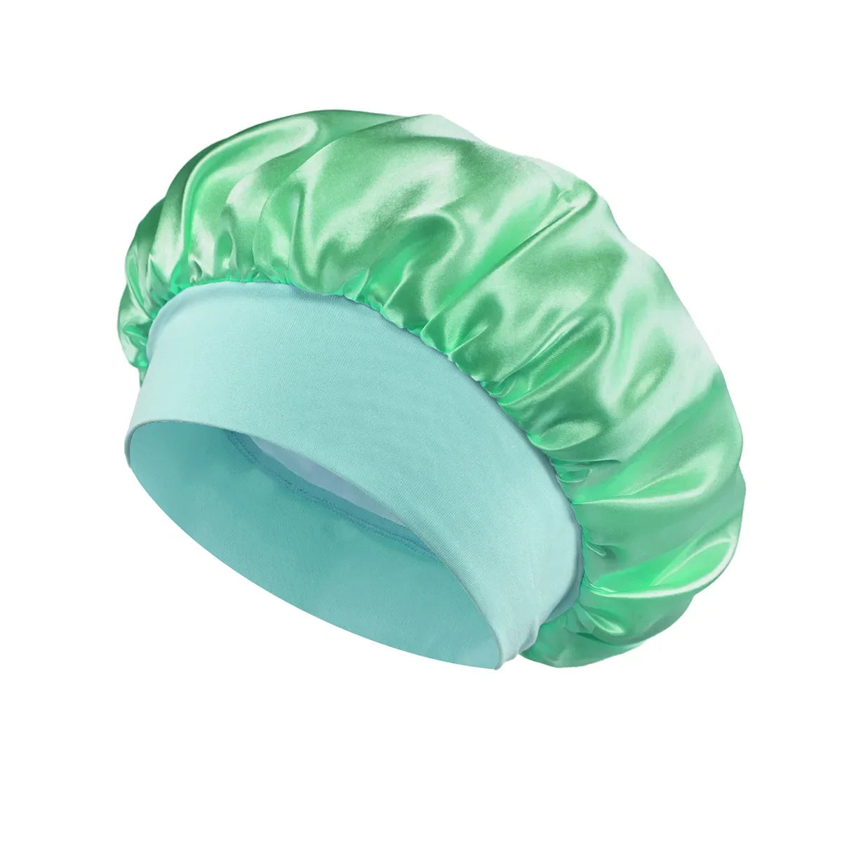 Satin Sleep Bonnet with Wide Elastic Band fruit green