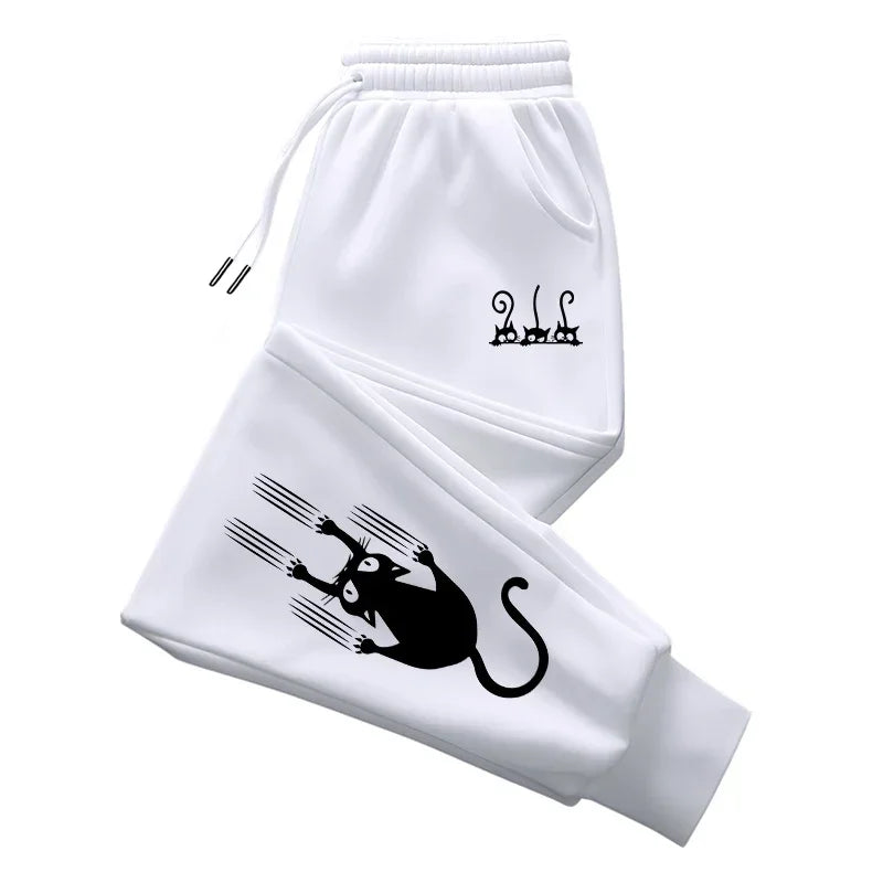 Graphic Print Jogger Pants Joggers White