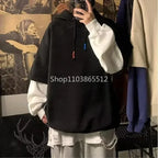 Hoodies Patchwork Sweatshirts Sweater black