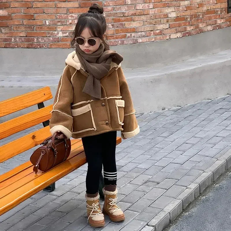Girl Children Suede Fleece Jacket