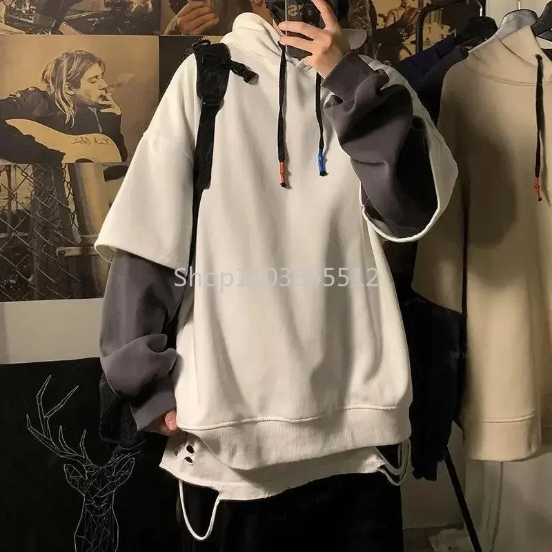 Hoodies Patchwork Sweatshirts Sweater White