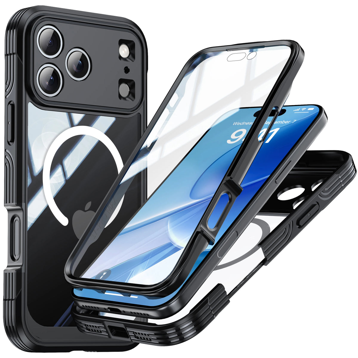 Color Magnetic Shockproof Phone Case black