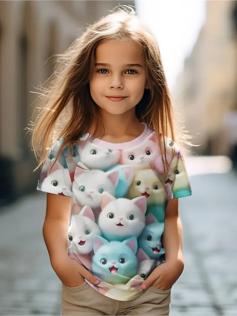 Kawaii Cat Cartoon T Shirt S35TX3384 CHINA