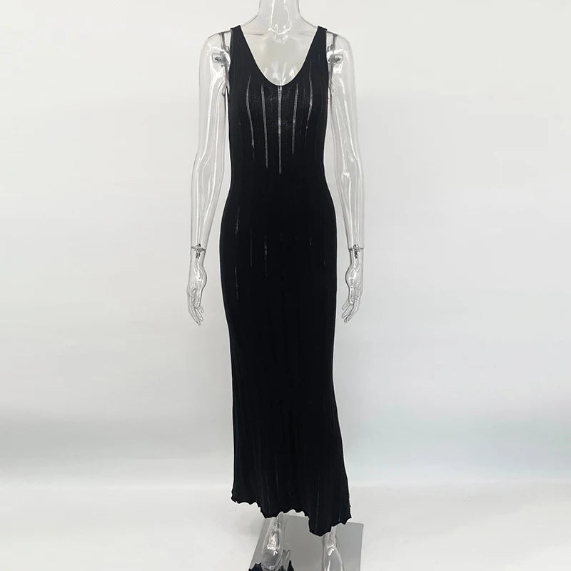 Backless Beach Sleeveless Dress Slim Fit black
