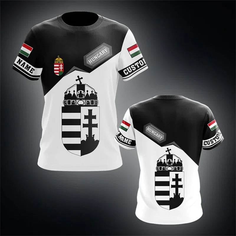 Hungary National Emblem T Shirt Short Sleeve Tahirt-PYA35856