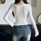 Pure Desire Sweet T Shirt V Neck Lace Blouse
