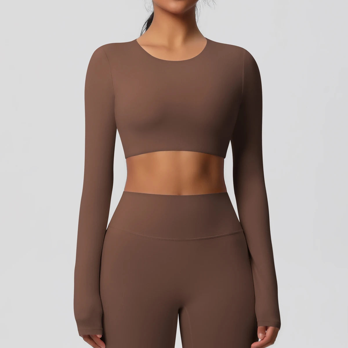 Yoga For Long Top Long Sleeve Brown