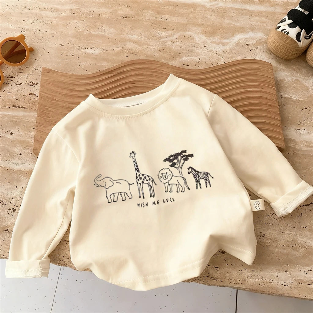 Kids Safari Animal T Shirt Relaxed Fit Long Sleeve