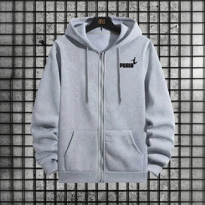 Tracksuit Trend Printing Pants Zip Up GreyTop