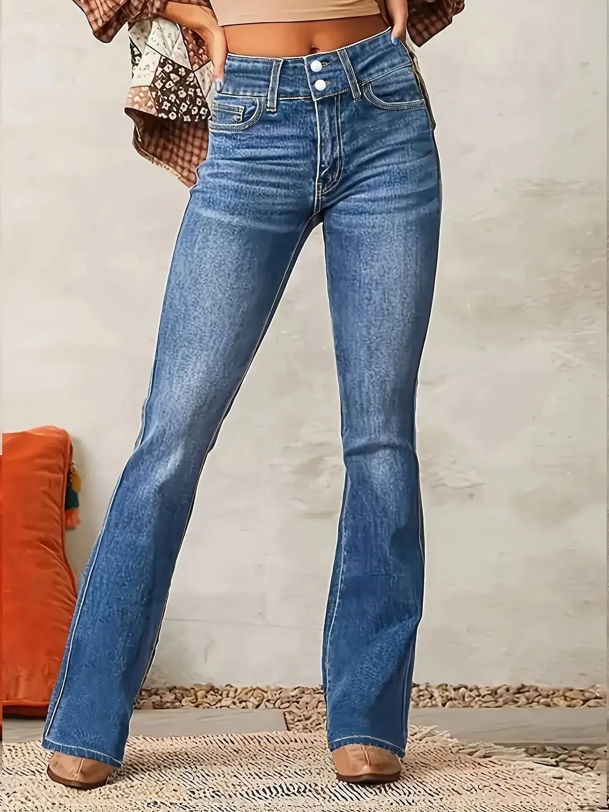 For Blue Stretch Jeans High Waisted