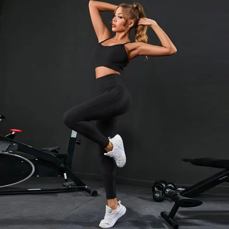Piece Seamless Yoga Leggings High Waisted black M