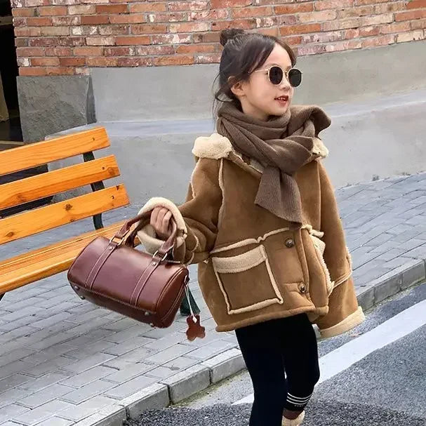 Girl Children Suede Fleece Jacket