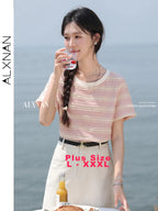 Alxnan Plus Size T Shirt Short Sleeve