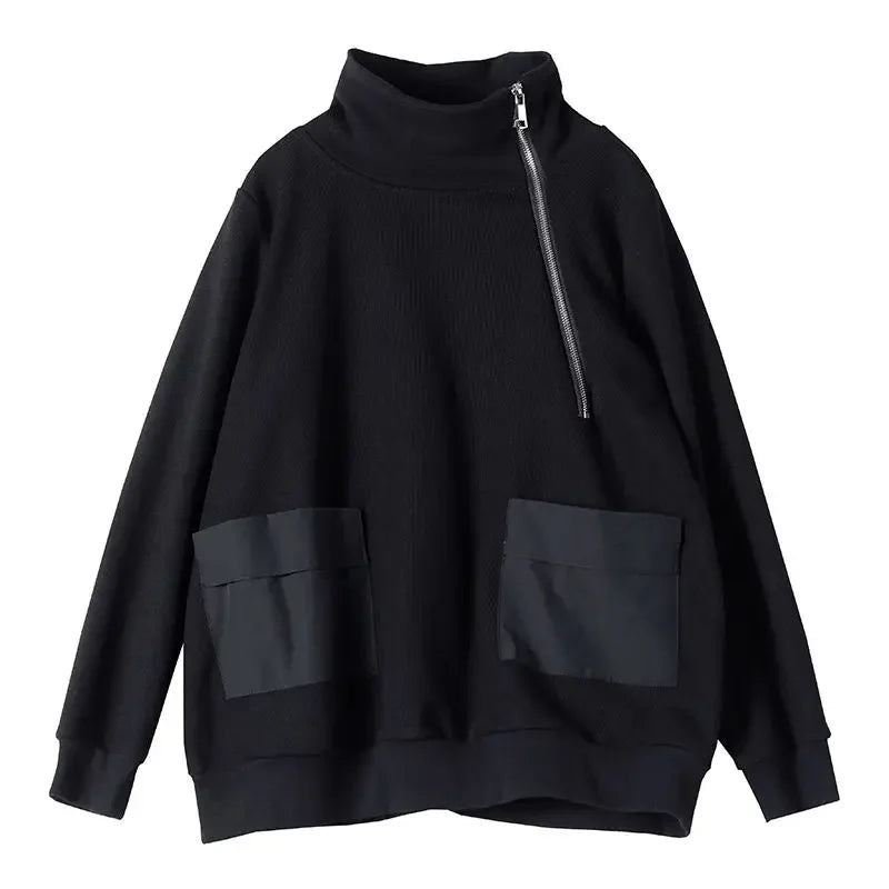Black With Zipper Top Zip Up