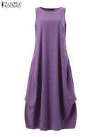 Zanzea Holiday Oversized Dress Relaxed Fit Sleeveless