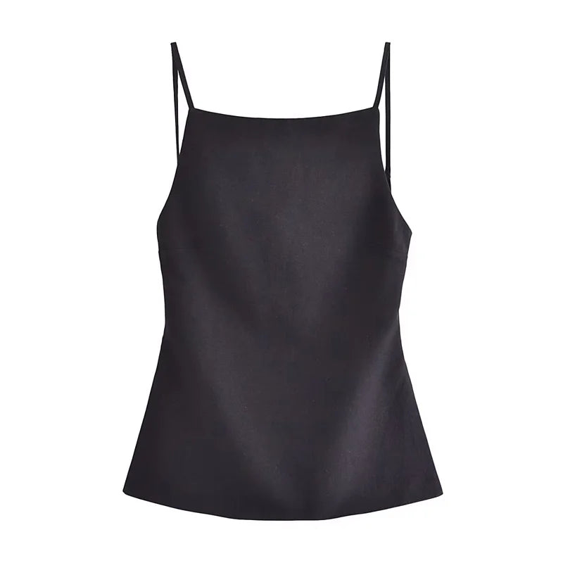 Hxao Lace Backless Top black