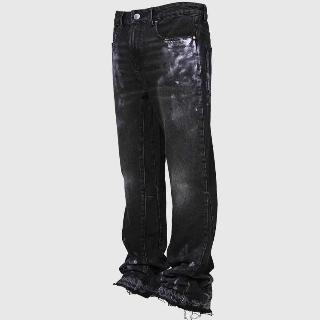 Vintage Straight Mid Jeans Button Front Stretch black