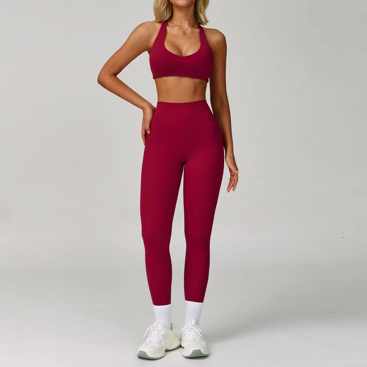 Piece Yoga Gym Shorts High Waisted Rose red Set 2 China Mainland