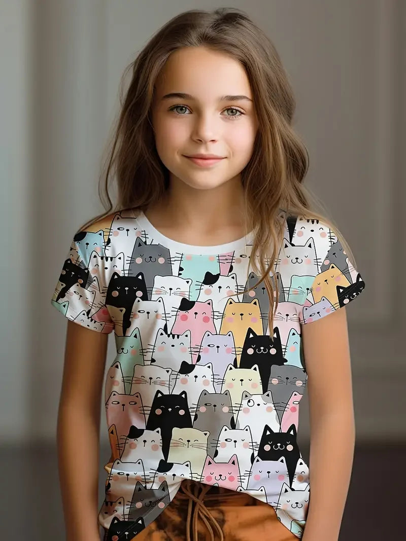 Kids Children's Girl T Shirt Short Sleeve S35TX3385 CHINA