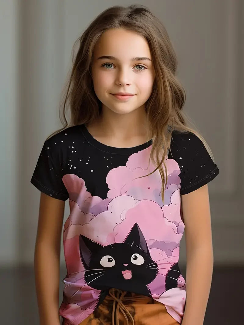 Kawaii Cat Cartoon T Shirt S35TX3377 CHINA