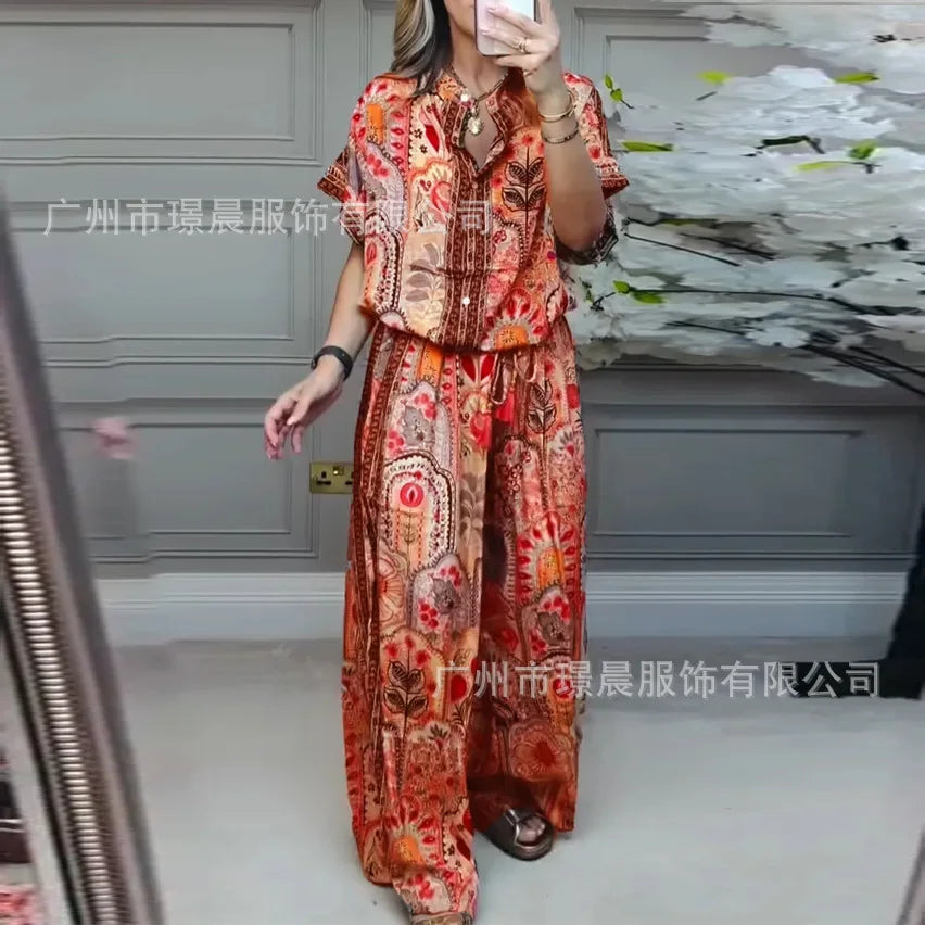Printed Wide leg Set Top