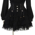 Japanese Lolita Lace Layered Skirt High Waisted Lace black