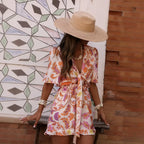 European American V neck Dress