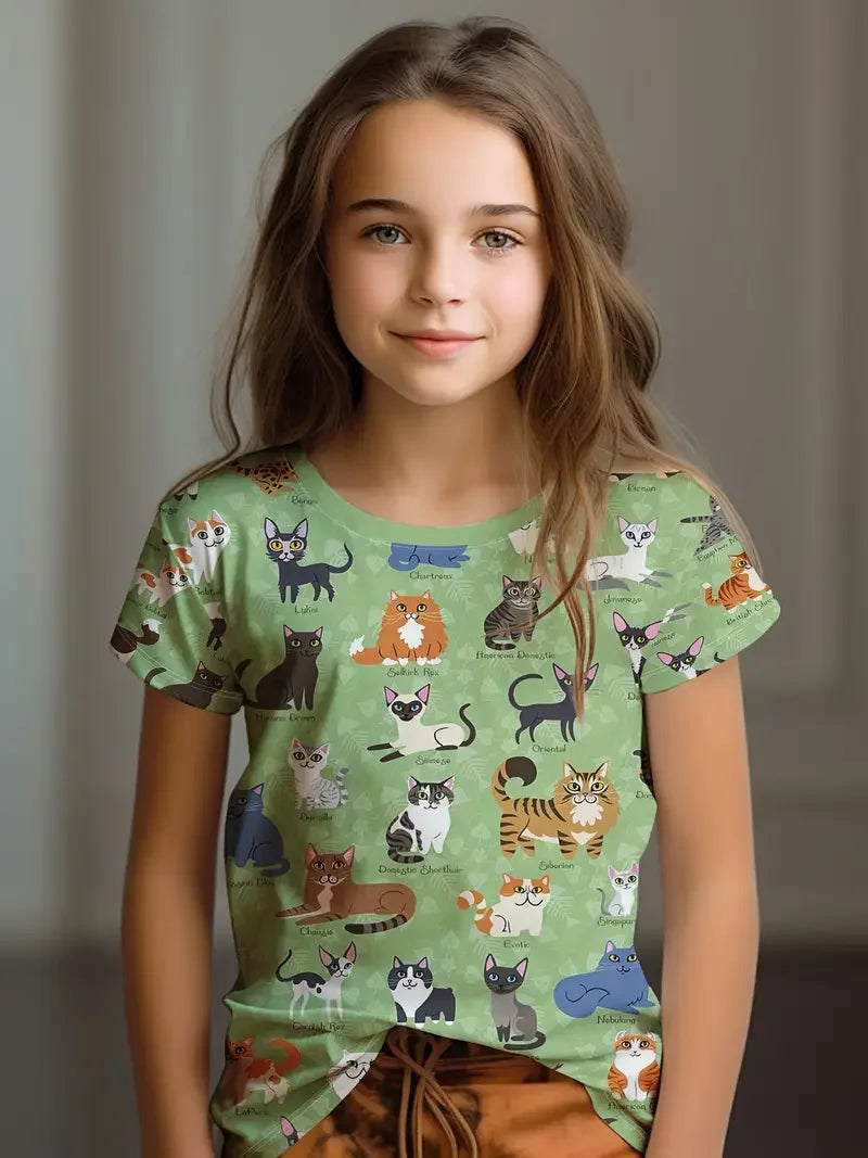 Kawaii Cat Cartoon T Shirt S35TX3387 CHINA