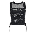 Gothic Crop Punk Tanks T Shirt Lace Knit