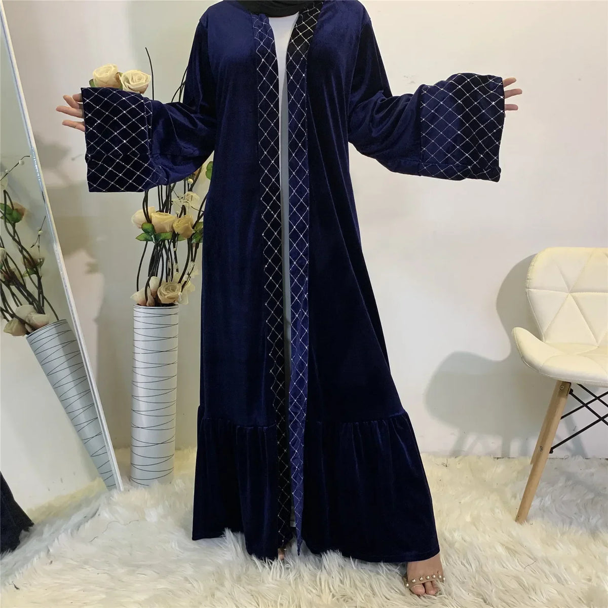 And Long Sleeve Dress Blue