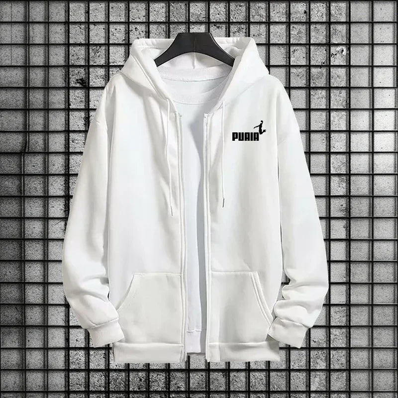 Tracksuit Trend Printing Pants Zip Up WhiteTop