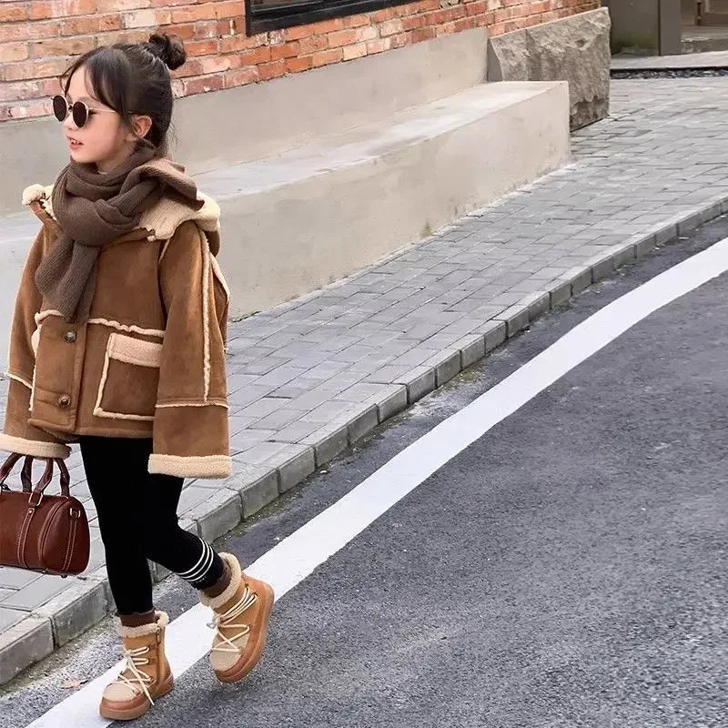 Girl Children Suede Fleece Jacket