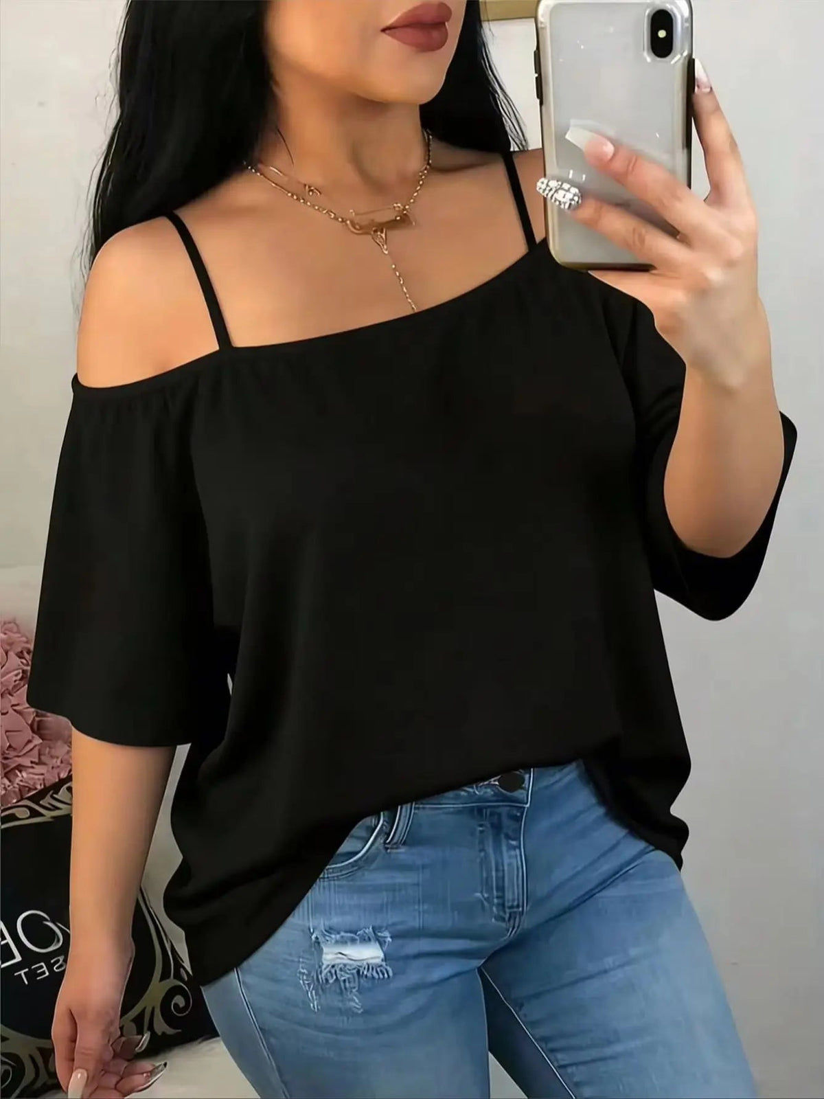 High End Oversized Sleeved Loose Shirt Slim Fit Relaxed Fit black