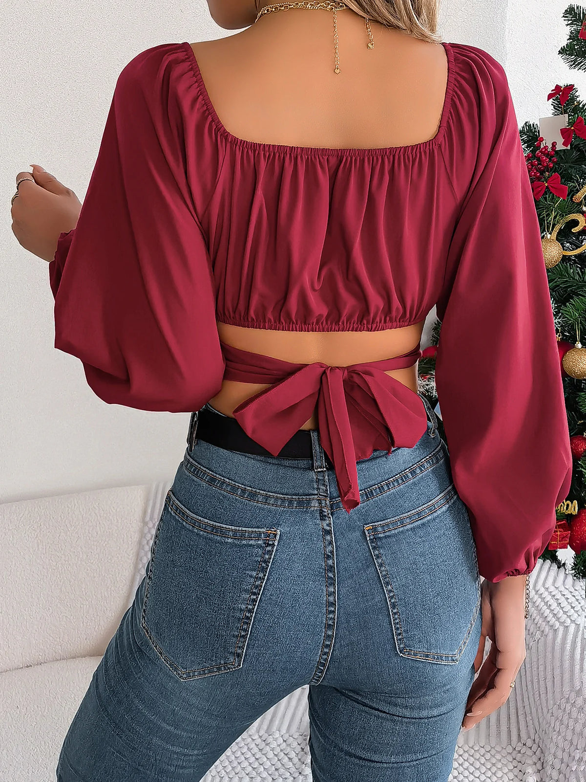 Square Neck Long Top Long Sleeve