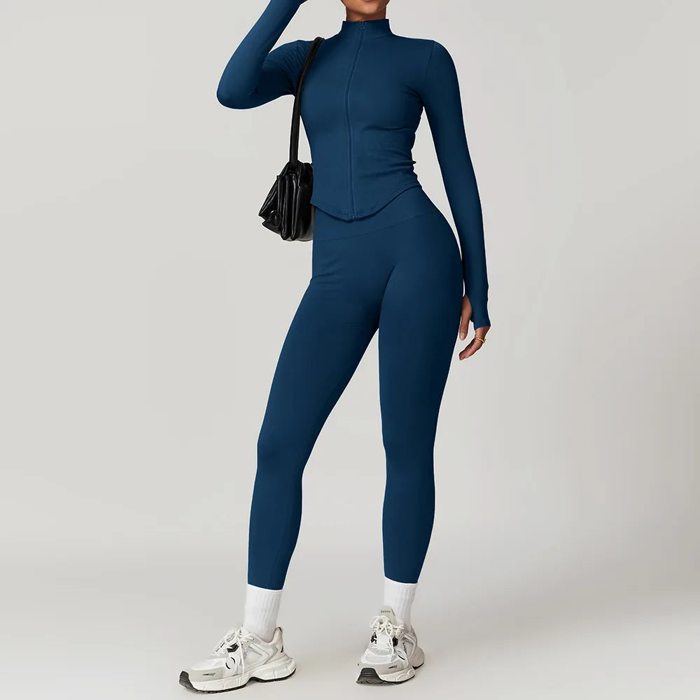 Yoga Set Gym Long Sleeve Blue Set 4 China Mainland
