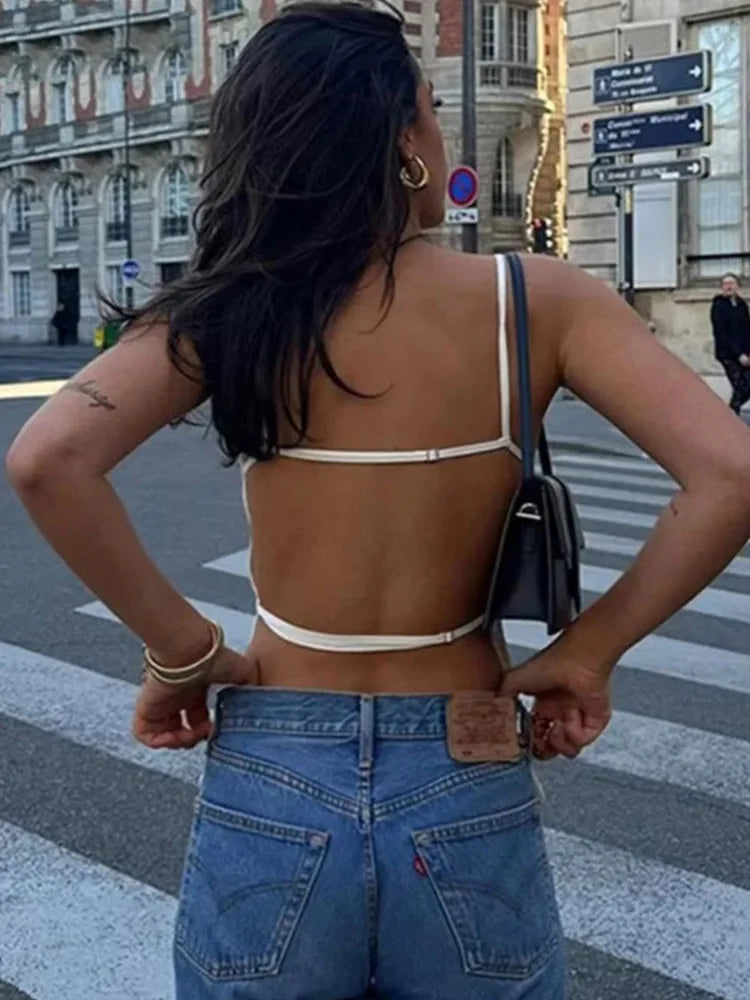 Hxao Lace Backless Top